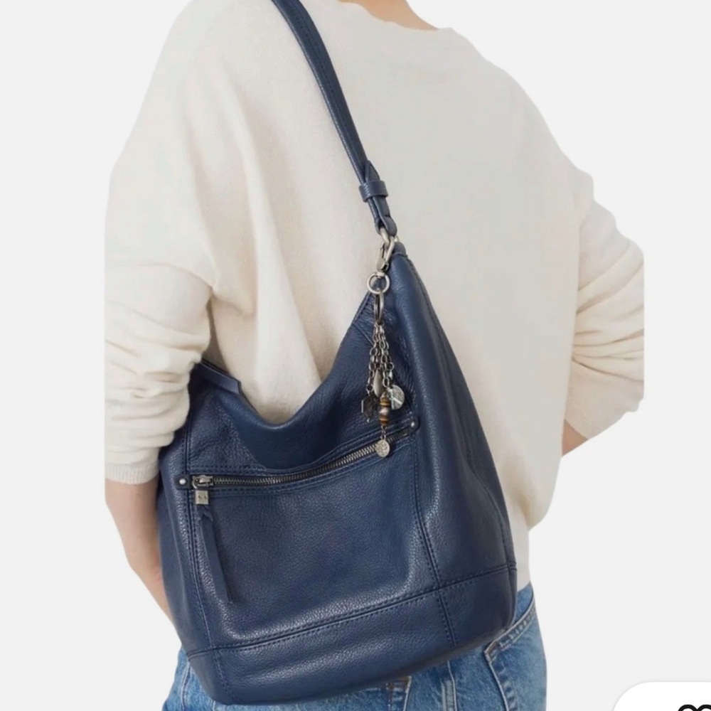 The Sak Sequoia Hobo Shoulder Bag Blue Leather with
Charms NEW - Picture 7 of 16